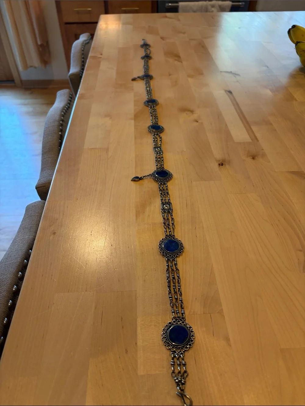 Blue faux lapis Stone Bohemian Multi-Link belt 41.5 inches